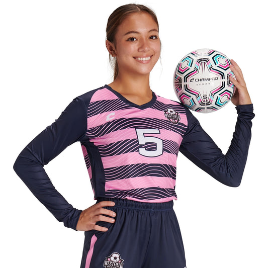 JBST1LSW- Youth Juice V Neck Long Sleeve Fitted Tee Shirt