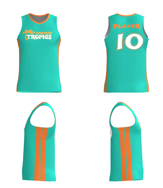 JBBJ311 - Norman Tropics JUICE FITTED DOUBLE-PLY REVERSIBLE BASKETBALL JERSEY