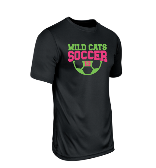 Wild Cats Soccer Player Number Polyester T-Shirt