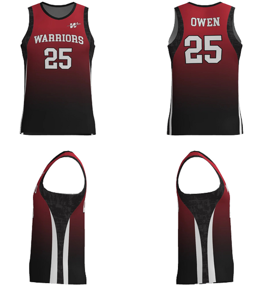 JBBJ311 - Owen Warriors JUICE FITTED DOUBLE-PLY REVERSIBLE BASKETBALL JERSEY