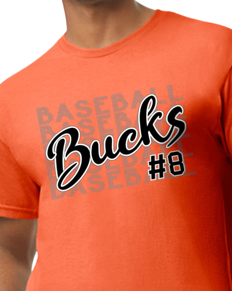 Bucks Baseball Stacked Number Cotton