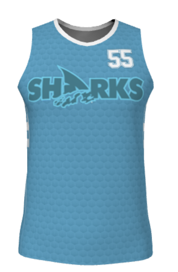 JBBJ611 - 2024 Keller Sharks JUICE FITTED SINGLE-PLY REVERSIBLE BASKETBALL JERSEY