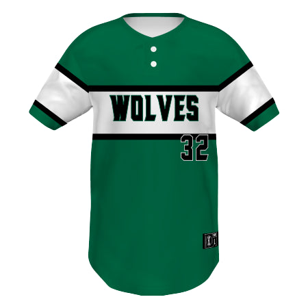 228232 - Youth Free Style Sublimated Pin Dot 2 Button Baseball Jersey