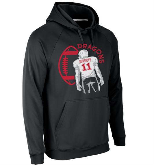 Dragons Football Player Victory Fleece Hoodie (Youth, Adult, Women's)