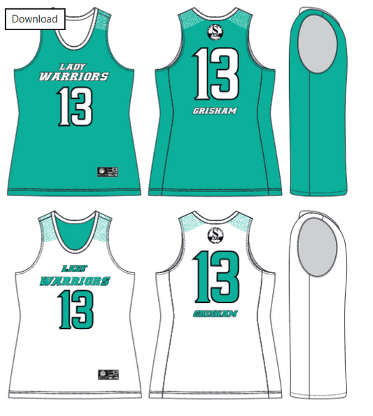 JBBJ111W- Lady Warriors Jersey Teal Top