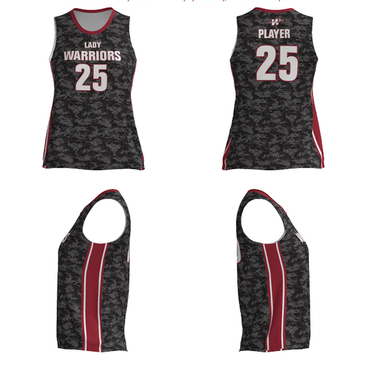 JBBJ312W - 2025 Clevenger Lady Warriors JUICE LOOSE DOUBLE-PLY REVERSIBLE BASKETBALL JERSEY