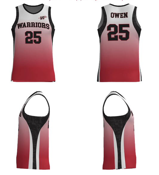 JBBJ311 - Owen Warriors JUICE FITTED DOUBLE-PLY REVERSIBLE BASKETBALL JERSEY