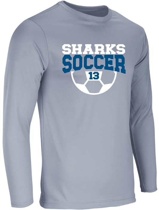 Sharks Soccer Player Number Polyester Long Sleeve