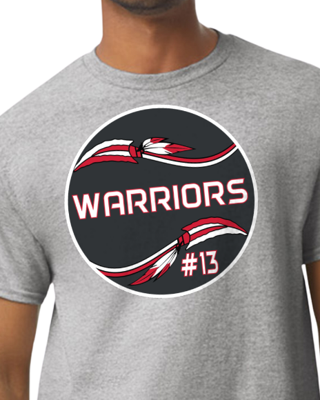 Gildan Warriors Baseball Logo Number T-Shirt