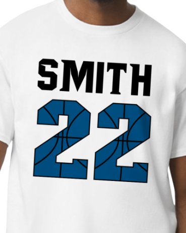 Basketball Player Name & Number Tee